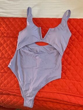 Blue One-Piece Cutout Swimsuit